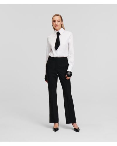 Karl Lagerfeld Faux-leather Panelled Trousers - White