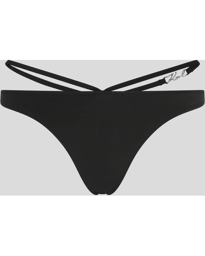 Karl Lagerfeld Karl Signature V-shaped Bikini Bottoms - Black