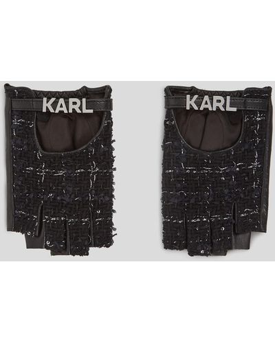 Karl Lagerfeld Mitaines En Bouclé - Noir