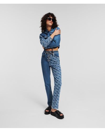 Karl Lagerfeld Klj Monogram High-rise Tapered Jeans - Blue