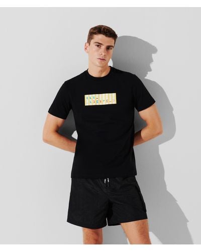 Karl Lagerfeld Stripe Karl Logo Beach T-shirt - Black