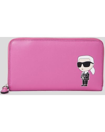 Karl Lagerfeld K/ikonik Leather Continental Wallet - Pink