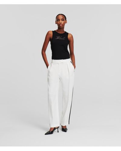 Karl Lagerfeld Contrast Panelled Tailored Trousers - White