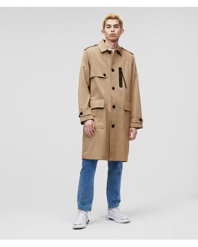 Karl Lagerfeld Trench Coat With Belt - Natural