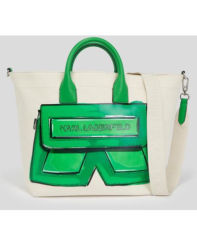 Karl Lagerfeld Ikon K Large Canvas Shopper - Green