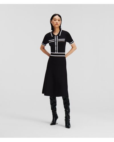 Karl Lagerfeld Contrasting-trim Knit Dress - Black