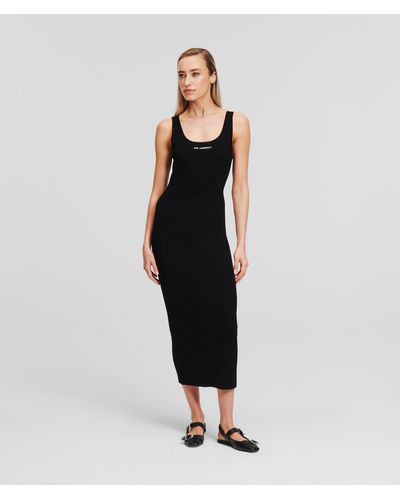 Karl Lagerfeld Rib-knit Sleeveless Dress - Black