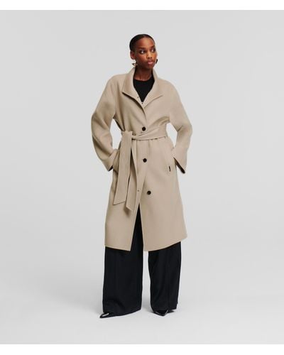 Karl Lagerfeld Soft Double-face Wool Coat - Natural
