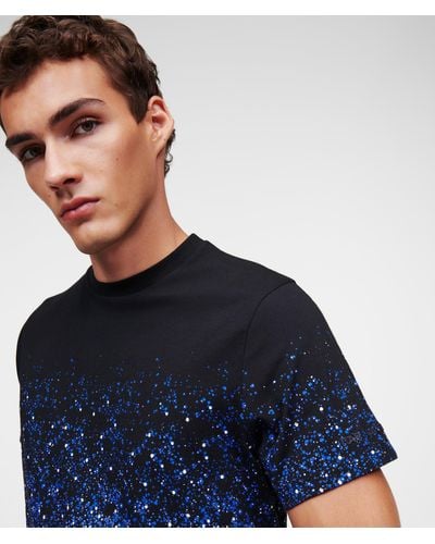 Karl Lagerfeld T-shirt À Col Rond Karl Imprimé Galactique - Bleu