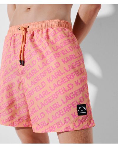 Karl Lagerfeld Rue St-guillaume Diagonal Karl Logo Board Shorts - Pink