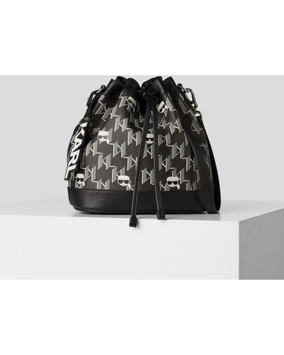 Karl Lagerfeld K/ikonik Monogram Bucket Bag - Black