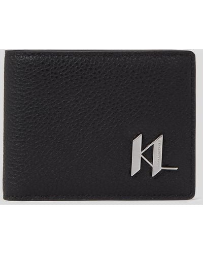 Karl Lagerfeld K/plak Leather Bifold Wallet - Black