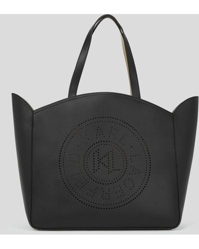 Karl Lagerfeld K/circle Large Perforated Tote Bag - Black