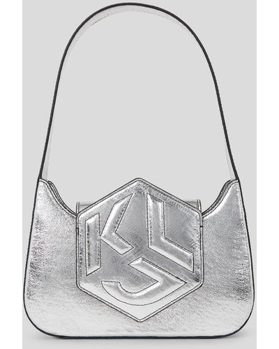 Karl Lagerfeld Klj Hexagon Metallic Monogram Shoulder Bag - Grey
