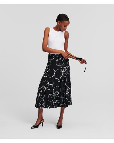 Karl Lagerfeld Circle Print Wrap Skirt - White