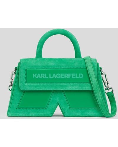 Karl Lagerfeld Petit Sac Bandoulière En Daim Ikon K - Vert