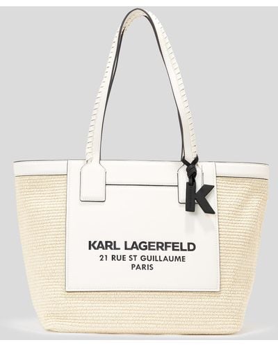 Karl Lagerfeld Rue St-guillaume Raffia Large Tote Bag - Natural