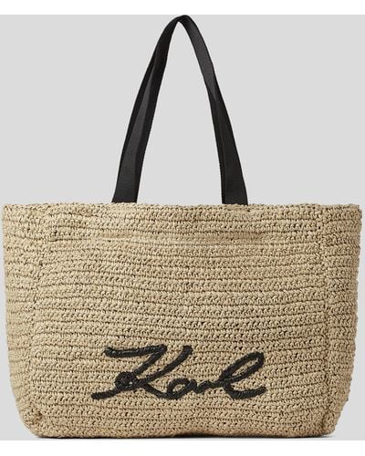 Karl Lagerfeld K/signature Raffia Beach Tote Bag - Metallic