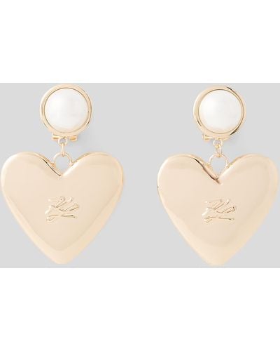 Karl Lagerfeld K/heart Pearls Earrings - Natural
