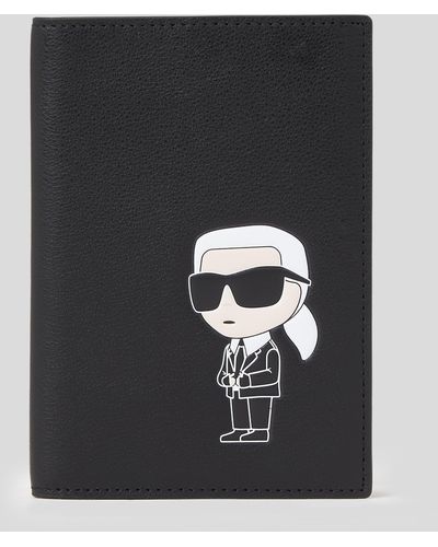 Karl Lagerfeld K/ikonik Leather Passport Case - Black