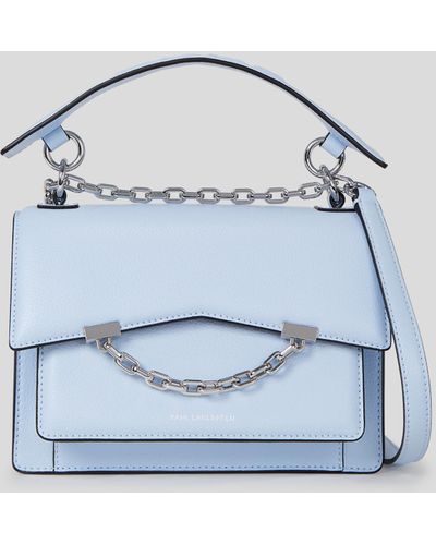 Karl Lagerfeld K/seven Grain Leather Shoulder Bag - Blue