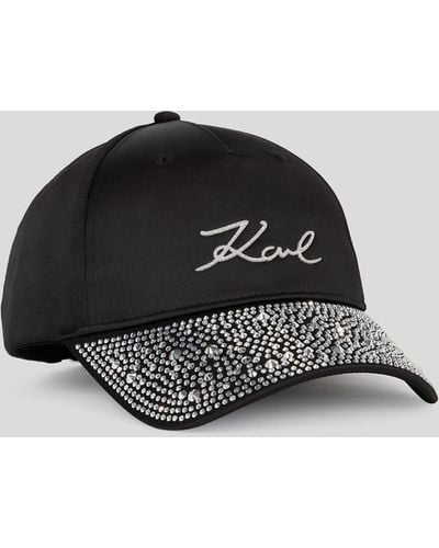 Karl Lagerfeld K/signature Rhinestone-visor Cap - Black