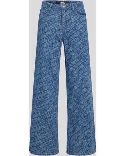 Karl Lagerfeld Klj Logo Wide-leg Jeans - Blue