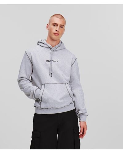 Karl Lagerfeld Logo-embroidered Jersey Hoodie - Grey