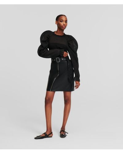 Karl Lagerfeld Faux Leather Biker Skirt - Black