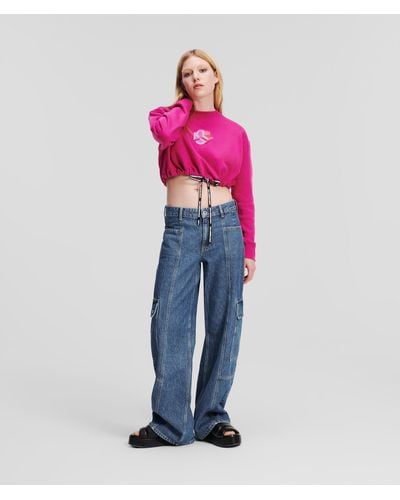 Karl Lagerfeld Klj Mid-rise Relaxed Utility Jeans - Pink