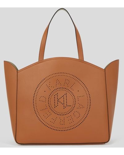 Karl Lagerfeld K/circle Large Perforated Tote Bag - Brown