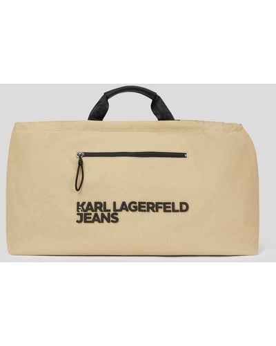 Karl Lagerfeld Klj Utility Canvas Weekender - Natural