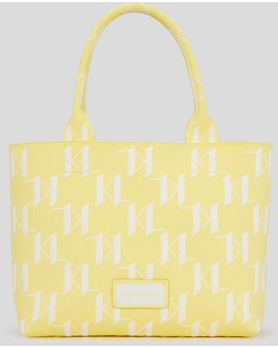 Karl Lagerfeld K/monogram Knit Medium Tote Bag - Yellow