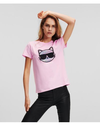 Karl Lagerfeld Bouclé Choupette T-shirt - Pink
