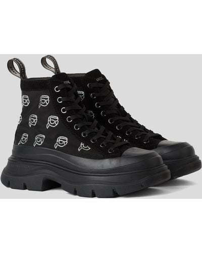 Karl Lagerfeld K/ikonik Nft Luna Rhinestone Boots - Black