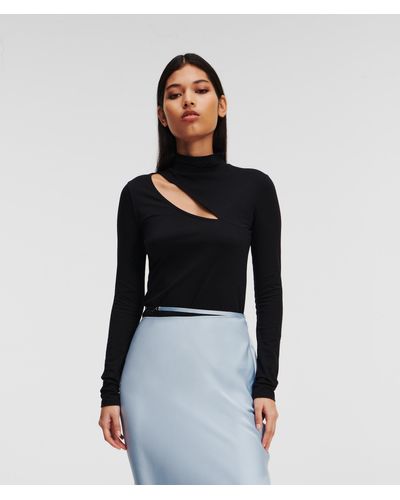 Karl Lagerfeld Cut-out Mock-neck Top - Blue