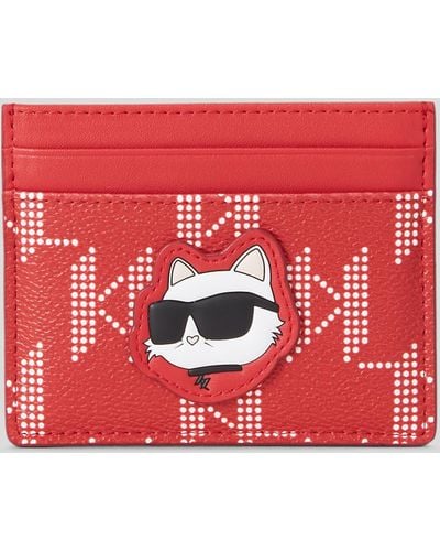 Karl Lagerfeld K/ikonik Monogram Choupette Cardholder - Red