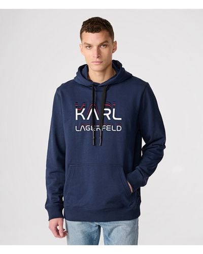 Karl Lagerfeld | Men's Embroidered Logo Hoodie | Navy Blue | Size Small