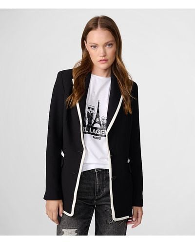 Karl Lagerfeld | Women's Contrast Trim Blazer Jacket | Black