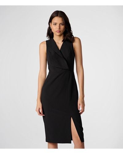 Karl Lagerfeld | Women's V-neck Side Slit Dress | Black | Polyester/spandex