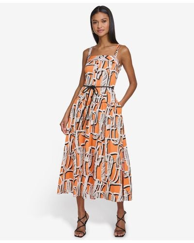 Karl Lagerfeld | Women's Sl Rope Belt Maxi Dress | Tangerine - Orange