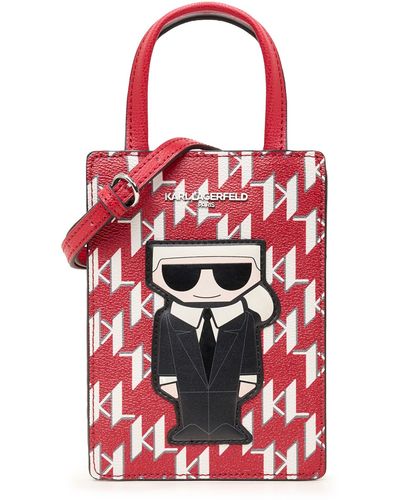 Karl Lagerfeld | Women's Maybelle Karl Cell Phone Bag House Monogram Crimsn | Crimson - Red