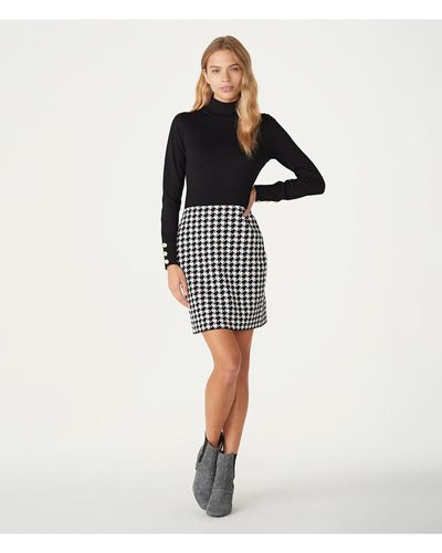 Karl Lagerfeld | Women's Houndstooth Skirt Knit Sweater Dress | Black/soft White | Size Xl