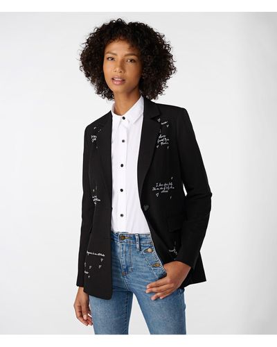 Karl Lagerfeld | Women's Blazer With Sayings Jacket | Black | Size 0 - Blue