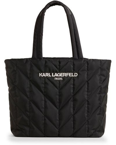 Karl Lagerfeld | Women's Voyage Quilted Tote Bag | Black/gunmetal