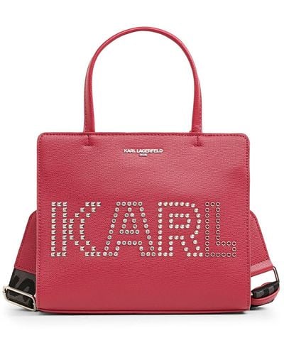 Karl Lagerfeld | Women's Maybelle Satchel | Red Logo - Pink