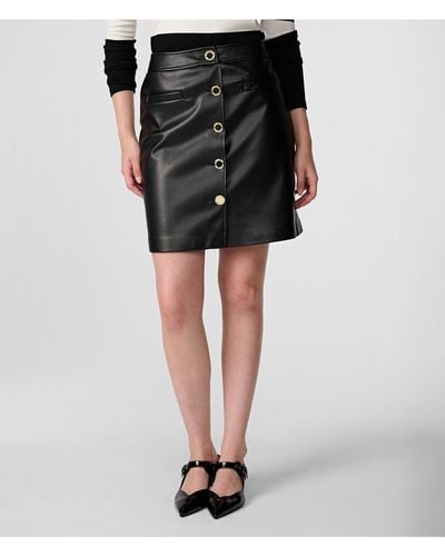 Karl Lagerfeld | Women's Pu Button Front Skirt | Black