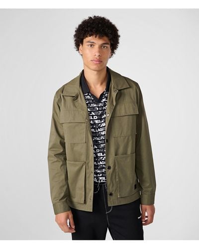 Karl Lagerfeld | Men's Four Pocket Safari Jacket | Olive Green | Cotton/polyester/nylon | Size Xs