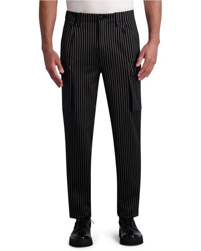 Karl Lagerfeld | Men's Striped Cargo Pants | Black | Rayon/nylon