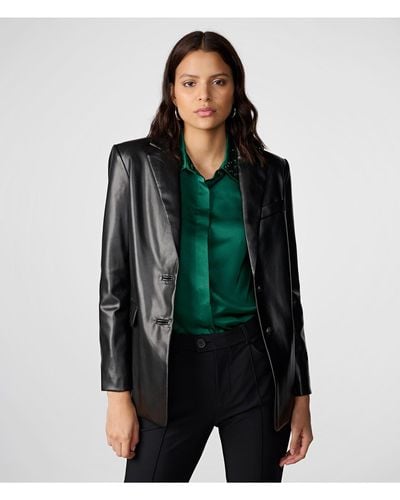 Karl Lagerfeld | Women's Faux Leather Blazer | Black - Green